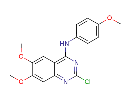 Molecular Structure of 827030-52-4 (4-Quinazolinamine, 2-chloro-6,7-dimethoxy-N-(4-methoxyphenyl)-)