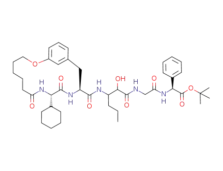 (S)-(2-{3-[((10S,13S)-10-Cyclohexyl-8,11-dioxo-2-oxa-9,12-diaza-bicyclo[13.3.1]nonadeca-1<sup>(18)</sup>,15<sup>(19)</sup>,16-triene-13-carbonyl)-amino]-2-hydroxy-hexanoylamino}-acetylamino)-phenyl-acetic acid tert-butyl ester