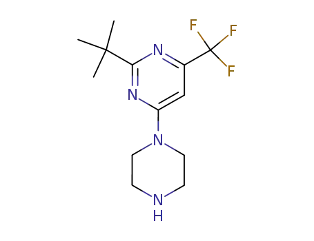 Molecular Structure of 219599-99-2 (2-tert-Butyl-4-(piperazin-1-yl)-6-trifluoromethyl-pyrimidine)