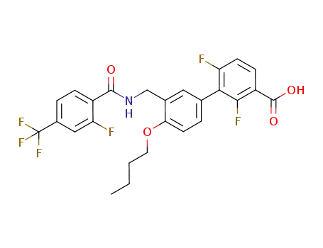 4'-butoxy-2,6-difluoro-3'-{[2-fluoro-4-(trifluoromethyl)phenylamido]methyl}biphenyl-3-carboxylic acid