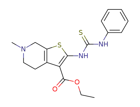 Thieno[2,3-c]pyridine-3-carboxylic acid,
4,5,6,7-tetrahydro-6-methyl-2-[[(phenylamino)thioxomethyl]amino]-, ethyl
ester