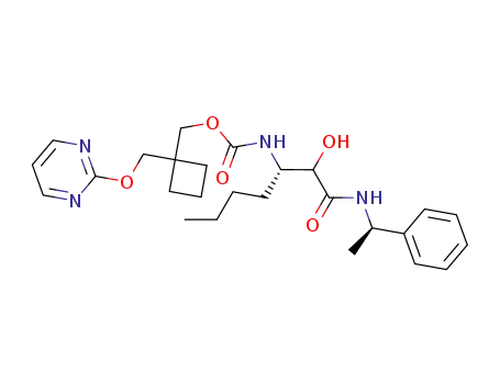 Carbamic acid,
[(1S)-1-[1-hydroxy-2-oxo-2-[[(1R)-1-phenylethyl]amino]ethyl]pentyl]-,
[1-[(2-pyrimidinyloxy)methyl]cyclobutyl]methyl ester