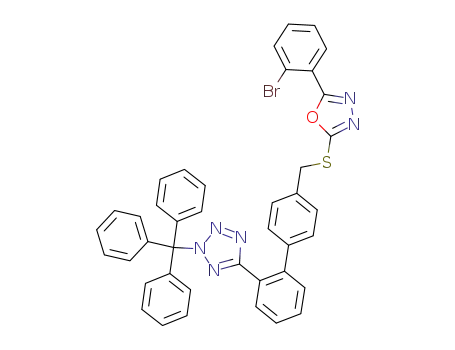 Molecular Structure of 882213-53-8 (5-{4'-[5-(2-bromo-phenyl)-[1,3,4]oxadiazol-2-ylsulfanylmethyl]-biphenyl-2-yl}-2-trityl-2<i>H</i>-tetrazole)