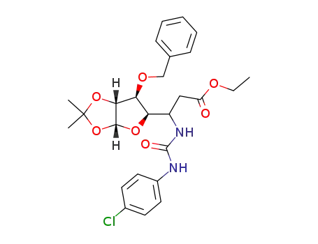 ethyl [(1R,2R,3S,4R,5RS)-3-O-benzyl-5,6-dideoxy-1,2-O-isopropylidene-5-{N<sup>3</sup>-(4-chlorophenyl)-1-ureidyl}-1,4-heptofuranos-5-yl]uronoate