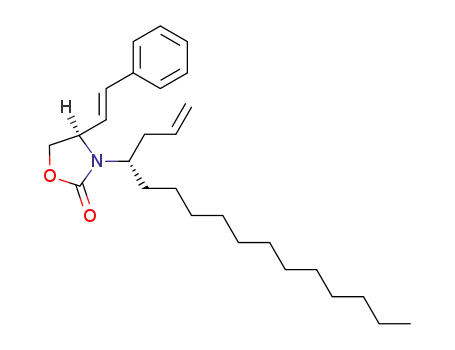 Molecular Structure of 652539-07-6 (2-Oxazolidinone,
4-[(1E)-2-phenylethenyl]-3-[(1S)-1-(2-propenyl)tridecyl]-, (4R)-)