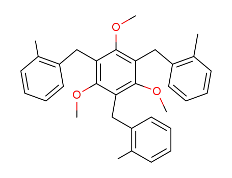 Molecular Structure of 845827-23-8 (Benzene, 1,3,5-trimethoxy-2,4,6-tris[(2-methylphenyl)methyl]-)
