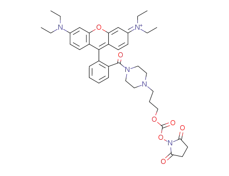 Molecular Structure of 608136-14-7 (rhodamine B 4-(3-(succinimidooxycarbonyloxy)propyl)piperazine amide)