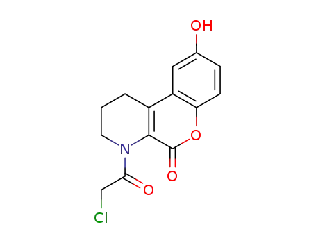 Molecular Structure of 565418-69-1 (5H-[1]Benzopyrano[3,4-b]pyridin-5-one,
4-(chloroacetyl)-1,2,3,4-tetrahydro-9-hydroxy-)