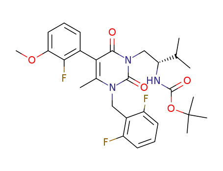 {1-[3-(2,6-difluoro-benzyl)-5-(2-fluoro-3-methoxy-phenyl)-4-methyl-2,6-dioxo-3,6-dihydro-2<i>H</i>-pyrimidin-1-ylmethyl]-2-methyl-propyl}-carbamic acid <i>tert</i>-butyl ester