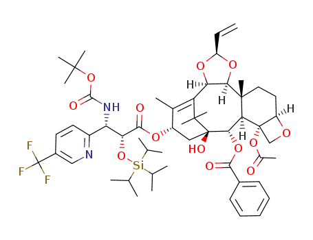 (1S,2S,3R,4S,5R,8R,9S,10R,13S)-4-acetoxy-2-benzoyloxy-5,20-epoxy-1-hydroxy-9,10-[(1S)-2-propenylidenedioxy]tax-11-en-13-yl (2R,3S)-3-(tert-butoxycarbonylamino)-3-(5-trifluoromethyl-2-pyridyl)-2-triisopropylsilyloxypropionate