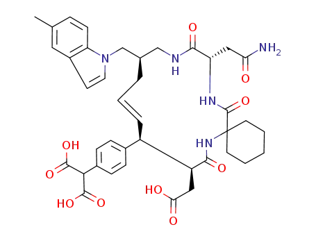 2-{4-[(E)-(9S,10S,14R,18S)-18-Carbamoylmethyl-9-carboxymethyl-14-(5-methyl-indol-1-ylmethyl)-8,17,20-trioxo-7,16,19-triaza-spiro[5.14]icos-11-en-10-yl]-phenyl}-malonic acid