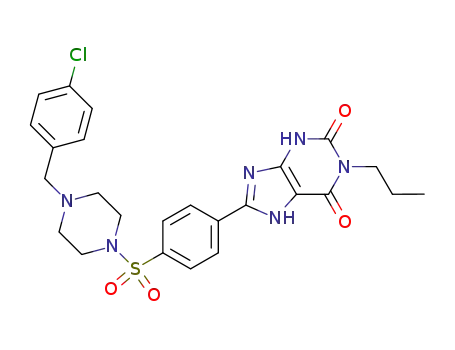 Molecular Structure of 1027513-54-7 (8-[4-[4-(4-Chlorobenzyl)piperazide-1-sulfonyl)phenyl]]-1-propylxanthine)