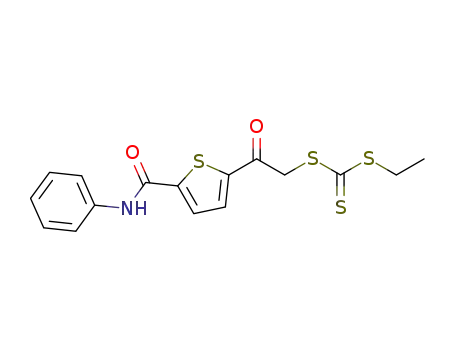 Molecular Structure of 1039454-48-2 (ethyl 2-oxo-2-(5-phenylcarbamoylthiophen-2-yl)ethyl trithiocarbonate)