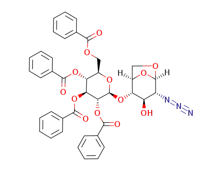 Molecular Structure of 796873-44-4 (1,6-anhydro-2-azido-2-deoxy-4-O-(2,3,4,6-tetra-O-benzoyl-β-D-glucopyranosyl)-β-D-glucopyranose)