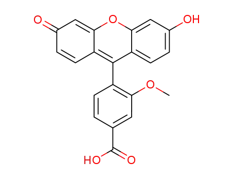 Molecular Structure of 876752-74-8 (Benzoic acid, 4-(6-hydroxy-3-oxo-3H-xanthen-9-yl)-3-methoxy-)