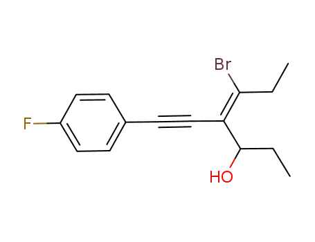 Molecular Structure of 1231256-15-7 ((E)-5-bromo-4-(2-(4-fluorophenyl)ethynyl)hept-4-en-3-ol)