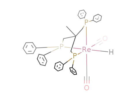 Molecular Structure of 166989-33-9 ((CH<sub>3</sub>C(CH<sub>2</sub>P(C<sub>6</sub>H<sub>5</sub>)2)3)Re(CO)2(H))