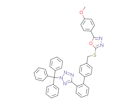Molecular Structure of 882213-56-1 (5-{4'-[5-(4-methoxy-phenyl)-[1,3,4]oxadiazol-2-ylsulfanylmethyl]-biphenyl-2-yl}-2-trityl-2<i>H</i>-tetrazole)