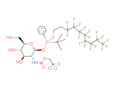 {(2S,3R,4R,5S,6R)-2-[tert-Butyl-(3,3,4,4,5,5,6,6,7,7,8,8,9,9,10,10,10-heptadecafluoro-decyloxy)-phenyl-silanyloxy]-4,5-dihydroxy-6-hydroxymethyl-tetrahydro-pyran-3-yl}-carbamic acid 2,2,2-trichloro-ethyl ester