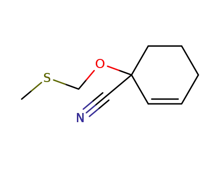 Molecular Structure of 615265-44-6 (2-Cyclohexene-1-carbonitrile,1-[(methylthio)methoxy]-(9CI))