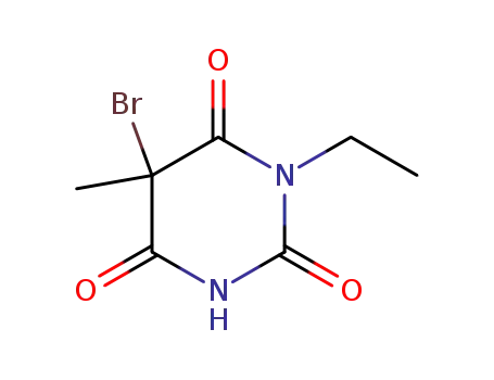 Molecular Structure of 83128-57-8 (2,4,6(1H,3H,5H)-Pyrimidinetrione, 5-bromo-1-ethyl-5-methyl-)