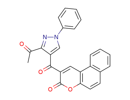 Molecular Structure of 850832-92-7 (3H-Naphtho[2,1-b]pyran-3-one,
2-[(3-acetyl-1-phenyl-1H-pyrazol-4-yl)carbonyl]-)