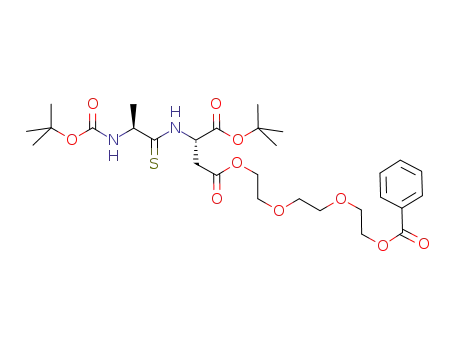 Molecular Structure of 1192068-70-4 ((S)-2-((S)-2-tert-butoxycarbonylaminothiopropionylamino)succinic acid 4-{2-[2-(2-benzoyloxyethoxy)ethoxy]ethyl} ester 1-tert-butyl ester)
