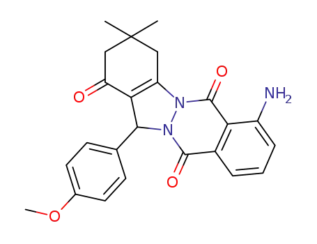 Molecular Structure of 1173901-16-0 (7-amino-3,4-dihydro-3,3-dimethyl-13-(4-methoxyphenyl)-2H-indazolo[2,1-b]phthalazine-1,6,11(13H)-trione)