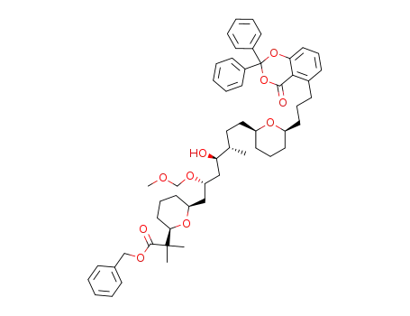 2-[(2R,6S)-6-((2R,4R,5S)-4-Hydroxy-2-methoxymethoxy-5-methyl-7-{(2S,6S)-6-[3-(4-oxo-2,2-diphenyl-4H-benzo[1,3]dioxin-5-yl)-propyl]-tetrahydro-pyran-2-yl}-heptyl)-tetrahydro-pyran-2-yl]-2-methyl-propionic acid benzyl ester