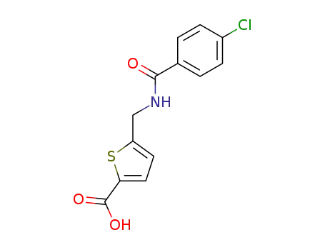 Molecular Structure of 830331-52-7 (2-Thiophenecarboxylic acid, 5-[[(4-chlorobenzoyl)amino]methyl]-)