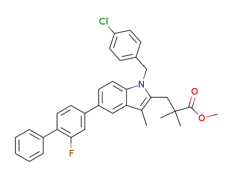 3-[1-(4-chloro-benzyl)-5-(2-fluoro-biphenyl-4-yl)-3-methyl-1<i>H</i>-indol-2-yl]-2,2-dimethyl-propionic acid methyl ester
