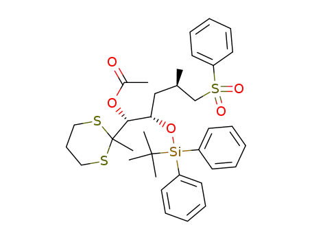 Acetic acid (1R,2S,4R)-5-benzenesulfonyl-2-(tert-butyl-diphenyl-silanyloxy)-4-methyl-1-(2-methyl-[1,3]dithian-2-yl)-pentyl ester