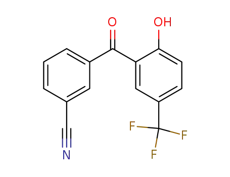 Molecular Structure of 329943-17-1 (3-(2-hydroxy-5-trifluoromethyl-benzoyl)-benzonitrile)