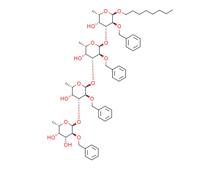octyl 2-O-benzyl-α-L-fucopyranosyl-(1->3)-2-O-benzyl-α-L-fucopyranosyl-(1->3)-2-O-benzyl-α-L-fucopyranosyl-(1->3)-2-O-benzyl-α-L-fucopyranoside