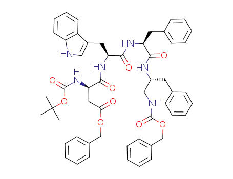 <i>N</i>-[1-{1-[1-(benzyloxycarbonylamino-methyl)-2-phenyl-ethylcarbamoyl]-2-phenyl-ethylcarbamoyl}-2-(1<i>H</i>-indol-3-yl)-ethyl]-3-<i>tert</i>-butoxycarbonylamino-succinamic acid benzyl ester