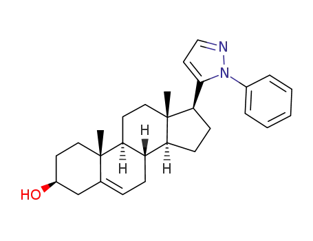 Molecular Structure of 10163-95-8 (17-(1-phenyl-1H-pyrazol-5-yl)androst-5-en-3-ol)