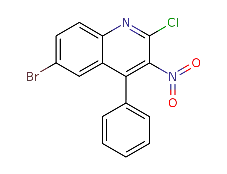Molecular Structure of 592553-00-9 (Quinoline, 6-bromo-2-chloro-3-nitro-4-phenyl-)