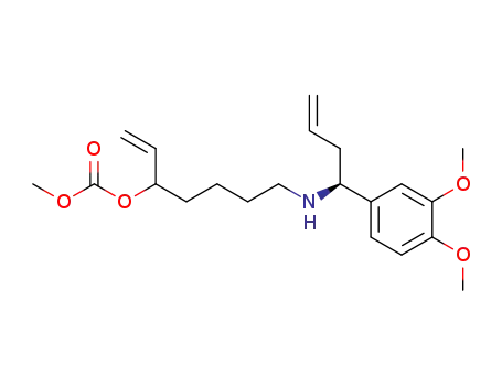Molecular Structure of 874287-74-8 (Carbonic acid,
5-[[(1S)-1-(3,4-dimethoxyphenyl)-3-butenyl]amino]-1-ethenylpentyl
methyl ester)