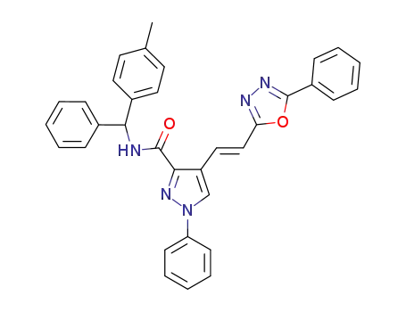 N-[(4-methylphenyl)(phenyl)methyl]-1-phenyl-4-[(E)-2-(5-phenyl-1,3,4-oxadiazol-2-yl)ethenyl]-1H-pyrazole-3-carboxamide