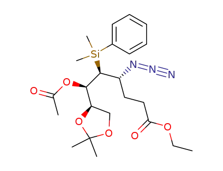 6-acetoxy-4-azido-6-(2,2-dimethyl-[1,3]-dioxolan-4-yl)-5-(dimethyl-phenyl-silanyl)hexanoic acid ethyl ester