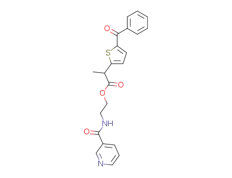 Molecular Structure of 761415-94-5 (2-(5-benzoyl-thiophen-2-yl)-propionic acid 2-[(pyridine-3-carbonyl)-amino]-ethyl ester)