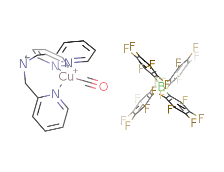 Molecular Structure of 521974-39-0 ([Cu(tris(2-pyridylmethyl)amine)(CO)]B(C<sub>6</sub>F<sub>5</sub>)4)