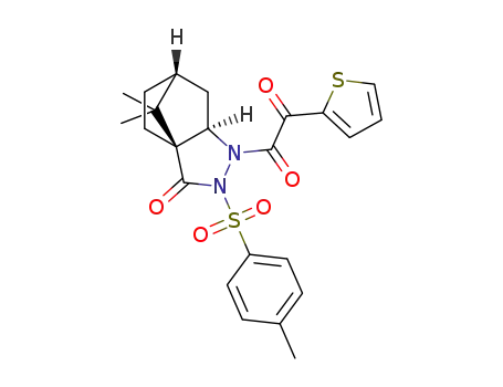 Molecular Structure of 876760-61-1 (1-[(1S,5R,7R)-10,10-Dimethyl-2-oxo-3-(toluene-4-sulfonyl)-3,4-diaza-tricyclo[5.2.1.0<sup>1,5</sup>]dec-4-yl]-2-thiophen-2-yl-ethane-1,2-dione)