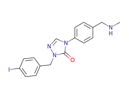 Molecular Structure of 887139-75-5 (3H-1,2,4-Triazol-3-one,
2,4-dihydro-2-[(4-iodophenyl)methyl]-4-[4-[(methylamino)methyl]phenyl]-)