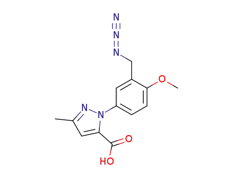 Molecular Structure of 637318-33-3 (1-(3-azidomethyl-4-methoxyphenyl)-3-methyl-1H-pyrazole-5-carboxylic acid)