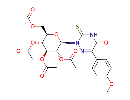 6-p-methoxyphenyl-2-(2,3,4,6-tetra-O-acetyl-β-D-glucopyranosyl)-2,3-dihydro-3-thioxo-1,2,4-triazin-5(4H)-one