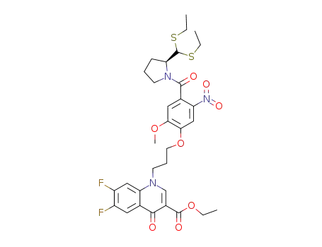 3-Quinolinecarboxylic acid,
1-[3-[4-[[(2S)-2-[bis(ethylthio)methyl]-1-pyrrolidinyl]carbonyl]-2-methoxy-
5-nitrophenoxy]propyl]-6,7-difluoro-1,4-dihydro-4-oxo-, ethyl ester