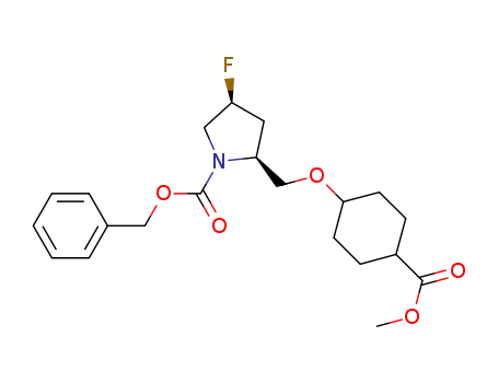 Molecular Structure of 1138432-16-2 (methyl trans-4-[1-benzyloxycarbonyl-(4S)-fluoro-(2S)-pyrrolidinylmethoxy]cyclohexanecarboxylate)