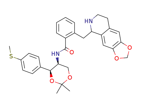 Benzamide,
N-[(4S,5S)-2,2-dimethyl-4-[4-(methylthio)phenyl]-1,3-dioxan-5-yl]-2-[(5,6
,7,8-tetrahydro-1,3-dioxolo[4,5-g]isoquinolin-5-yl)methyl]-