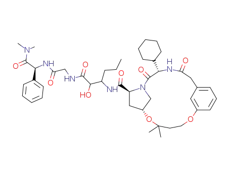 (7R,9S,12S)-12-Cyclohexyl-5,5-dimethyl-11,14-dioxo-2,6-dioxa-10,13-diaza-tricyclo[14.3.1.1<sup>7,10</sup>]henicosa-1<sup>(20)</sup>,16,18-triene-9-carboxylic acid {1-[({[((S)-dimethylcarbamoyl-phenyl-methyl)-carbamoyl]-methyl}-carbamoyl)-hydroxy-methyl]-butyl}-amide